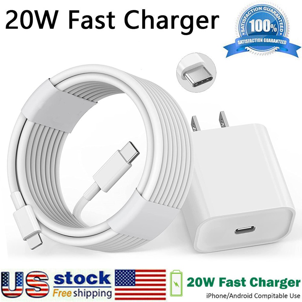 20W Fast Charger USB-C PD Adapter+3ft Cable For iPhone8 11/12/13/14 XR Pro iPad