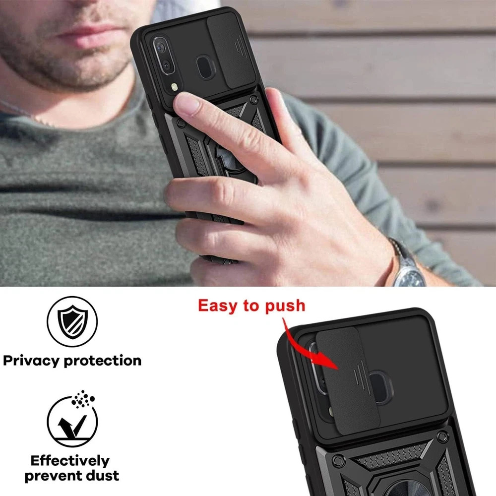 Case for Samsung Galaxy A20 /A30 with Screen Protector Magnetic car mount Black