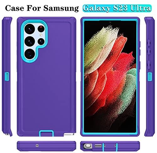 Samsung Galaxy S23 Ultra 6.8”,PurpleSkyblue 3-Layer Shockproof Case HD Cover