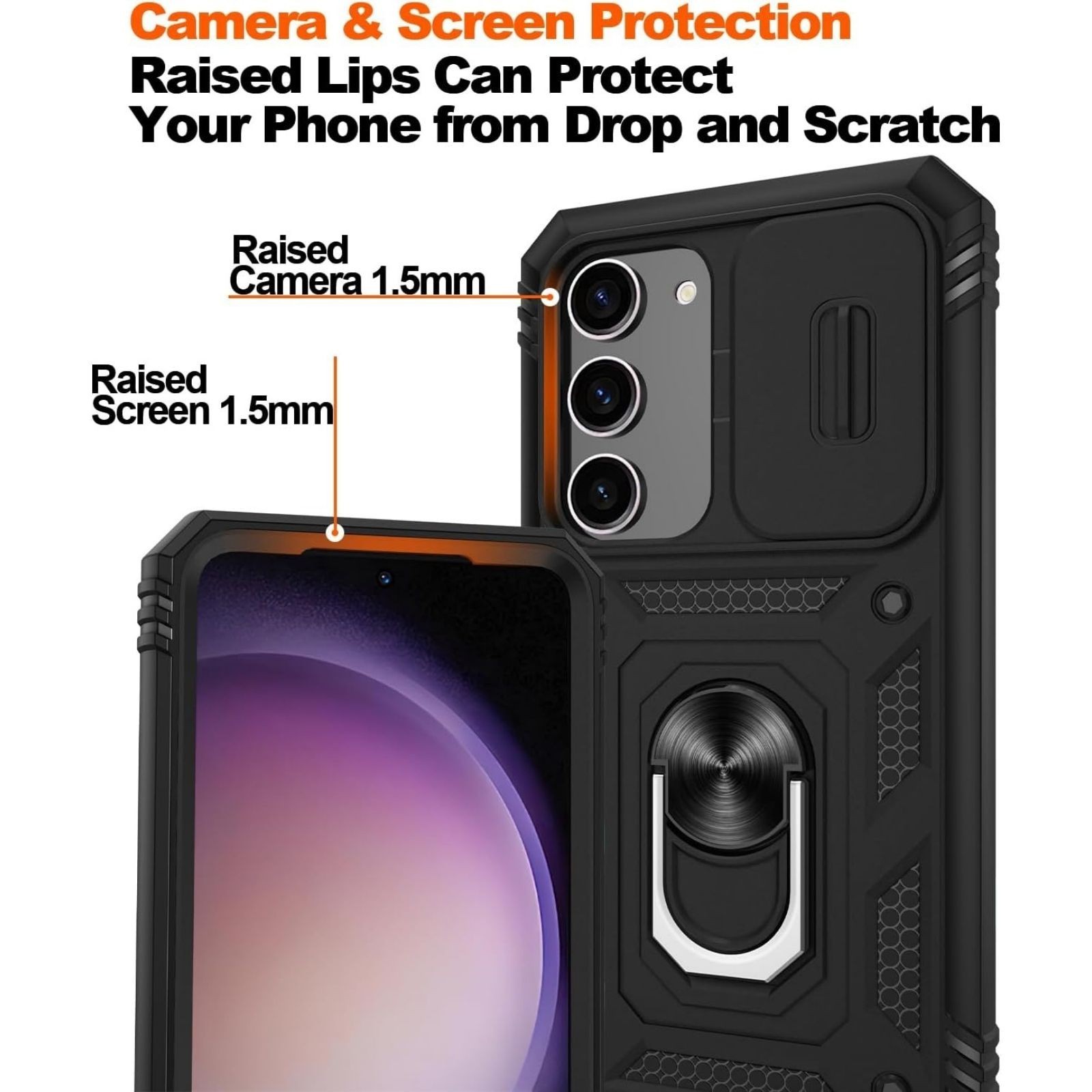 Samsung Galaxy S23 Case with 2PCS Screen Protector & 360° Rotating Kickstand