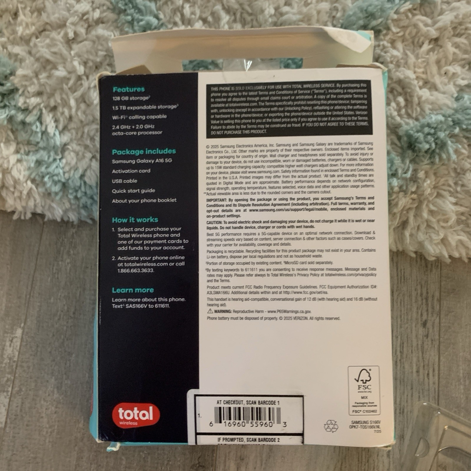 Samsung Galaxy A16 5G 6.7″ 128G Total Wireless Verizon 50MP Blue/Black New Open