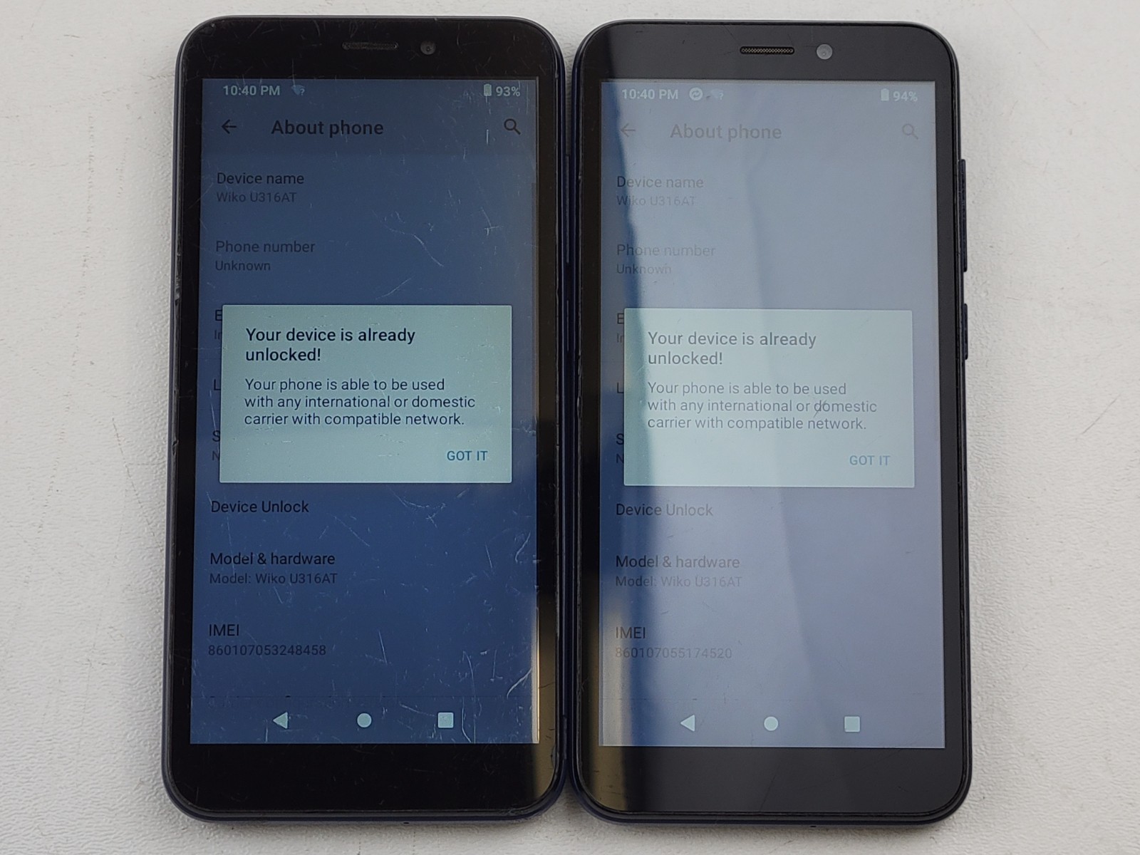 (Lot of 2) Wiko Life 3 (U316AT) 16GB (GSM Unlocked) (Assurance Wireless) – H6585