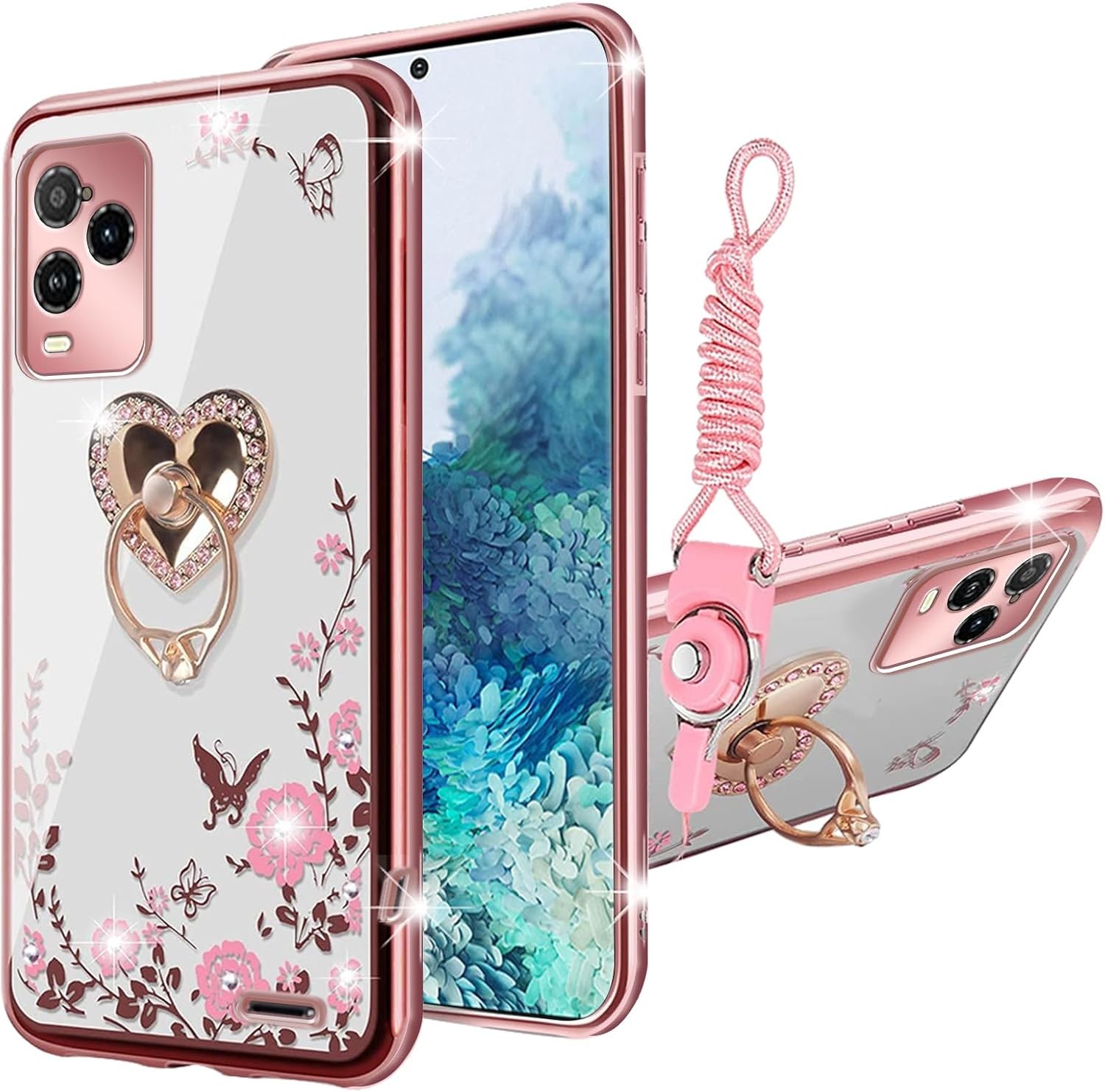 BLU View 5 Pro Phone Case for Women Glitter Soft TPU Luxury Crystal Butterfly He