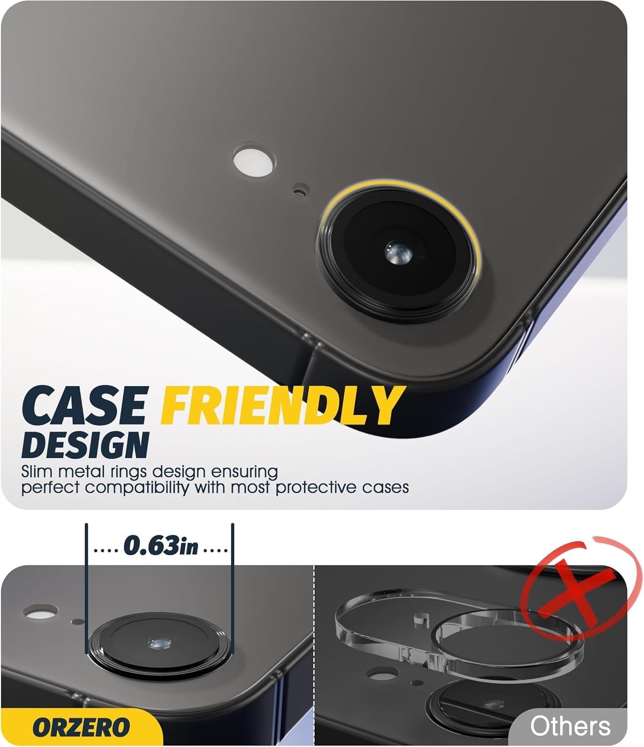3 Pack Camera Lens Protector for iPhone 17e / 16e, 9H Tempered Glass Cover