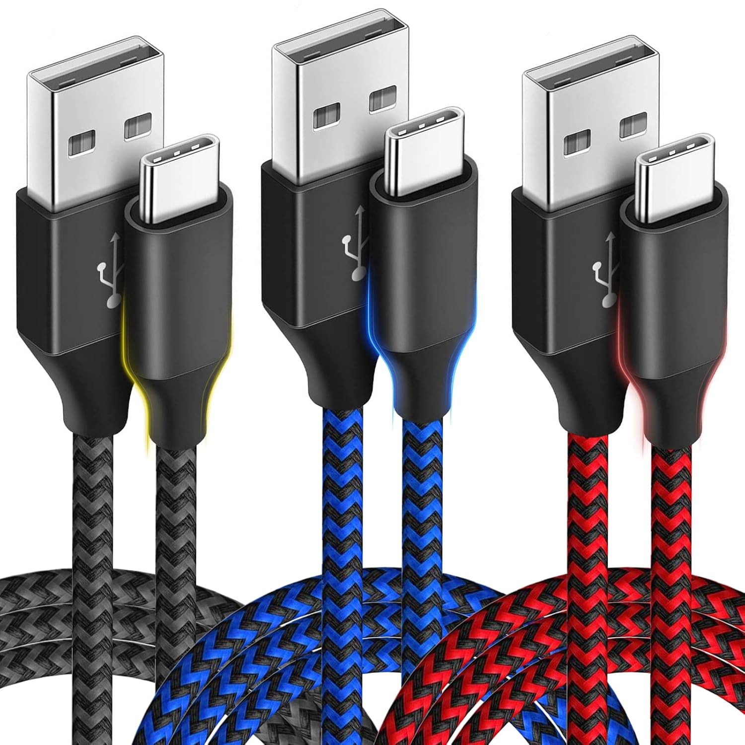 3-Pack USB A to USB C Fast Charger for iPhone 15 Pro Max, Samsung Galaxy S24 10f