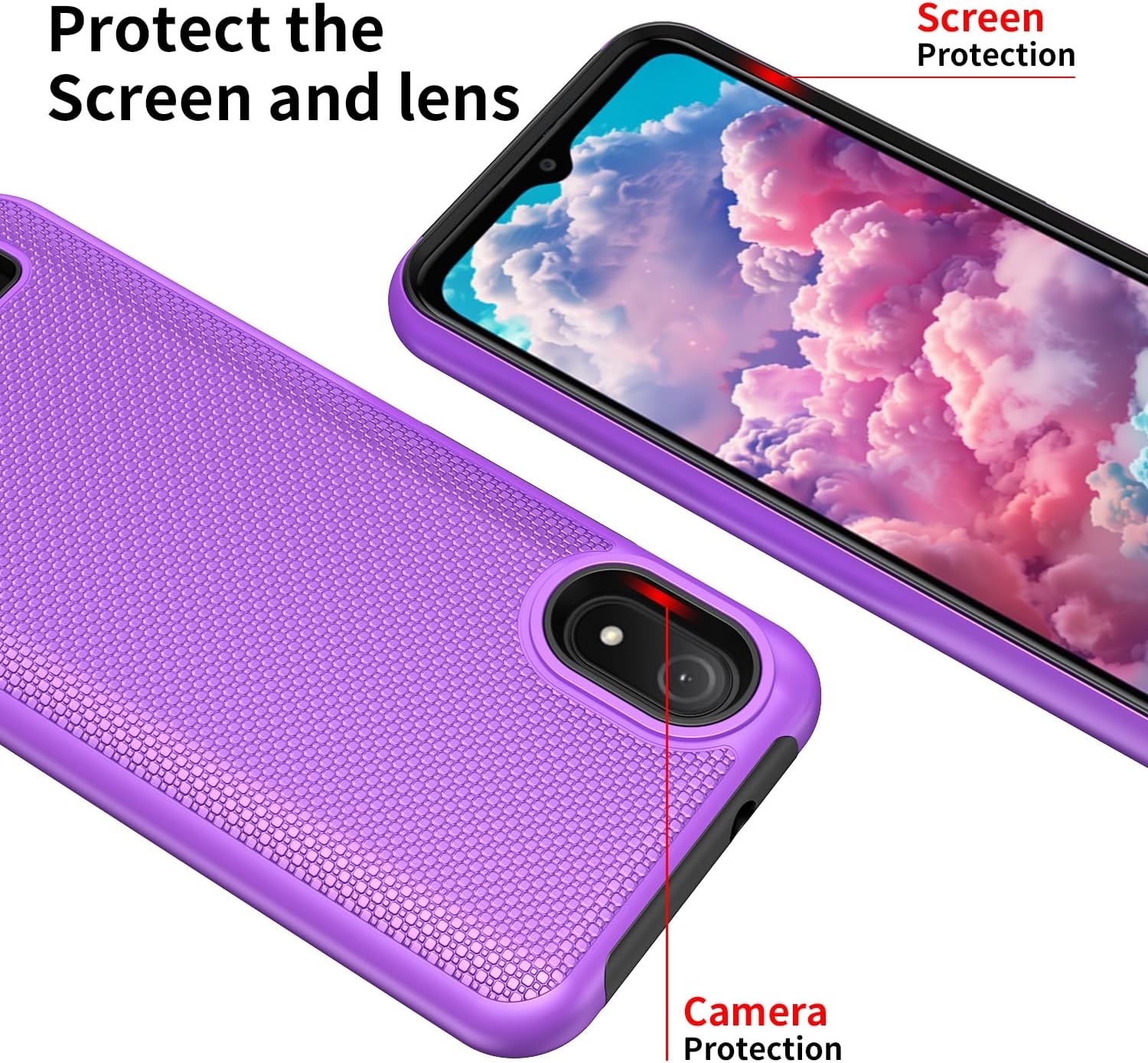 Cloud Mobile C8 Phone Case with Screen Protector, Slim Rugged Heavy Duty Cover