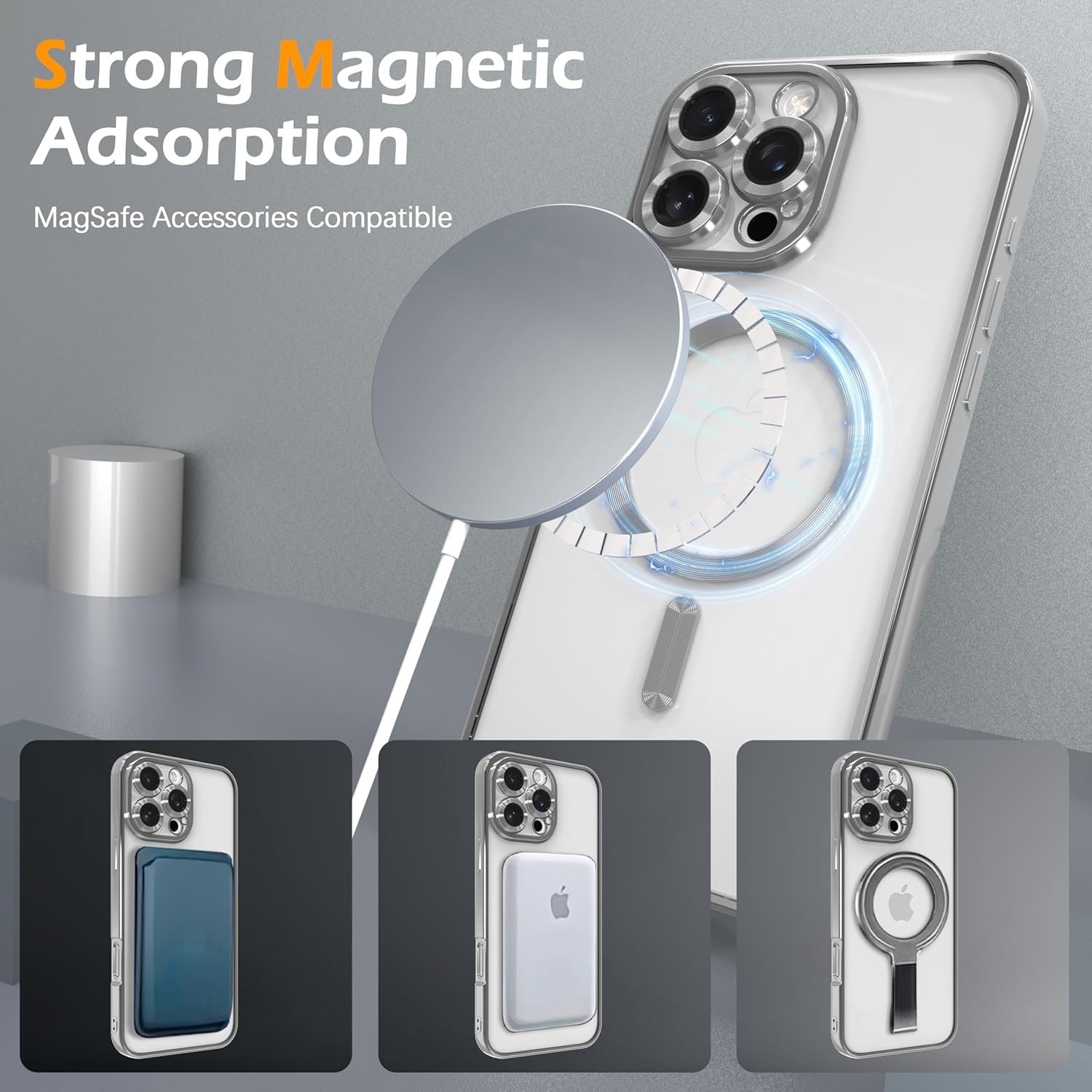 Magnetic Clear Case for iPhone 14 Pro Max with Camera Lens Protection
