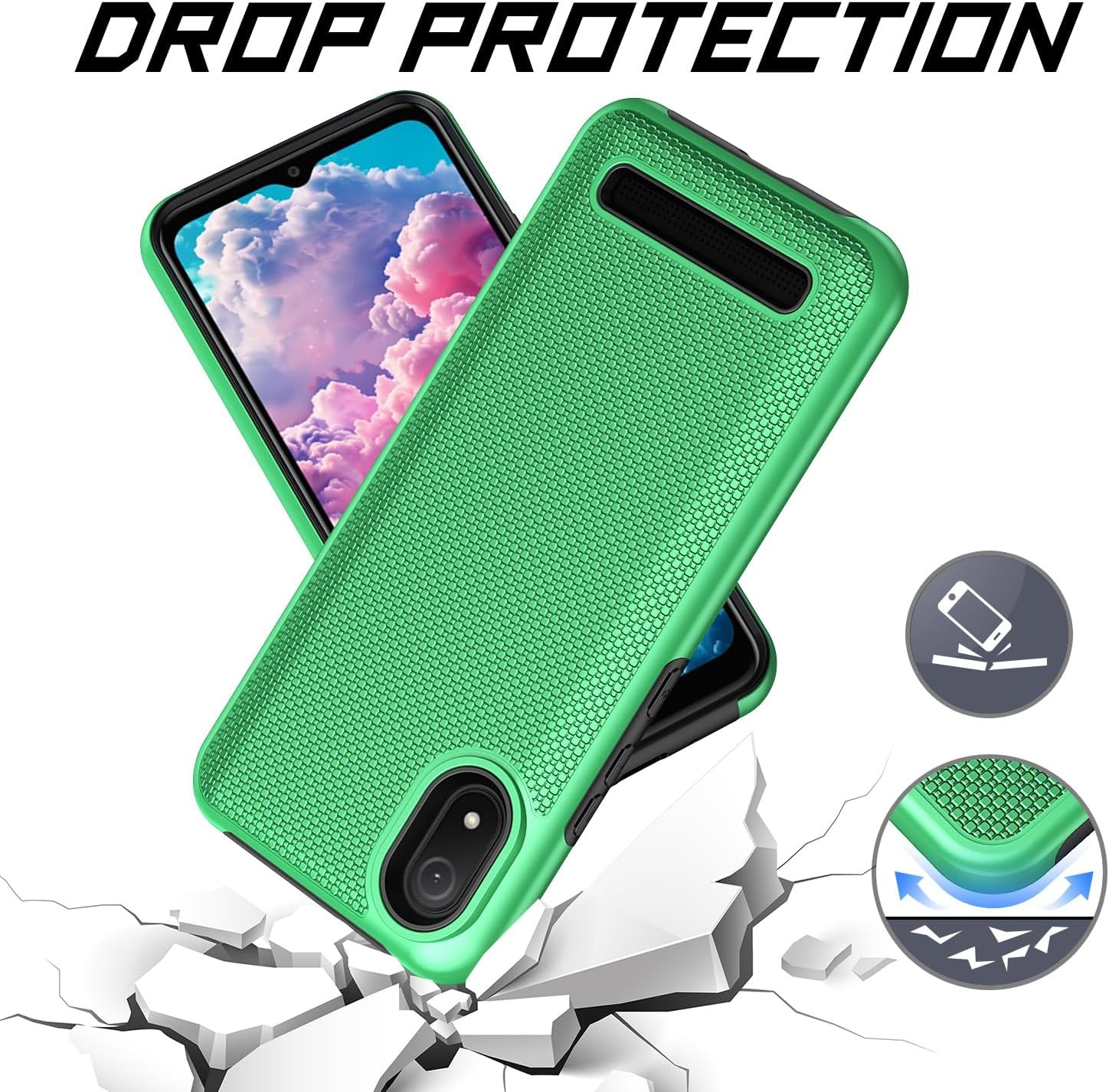 Designed for Cloud Mobile Stratus C8 Phone Case with Screen Protector, Green