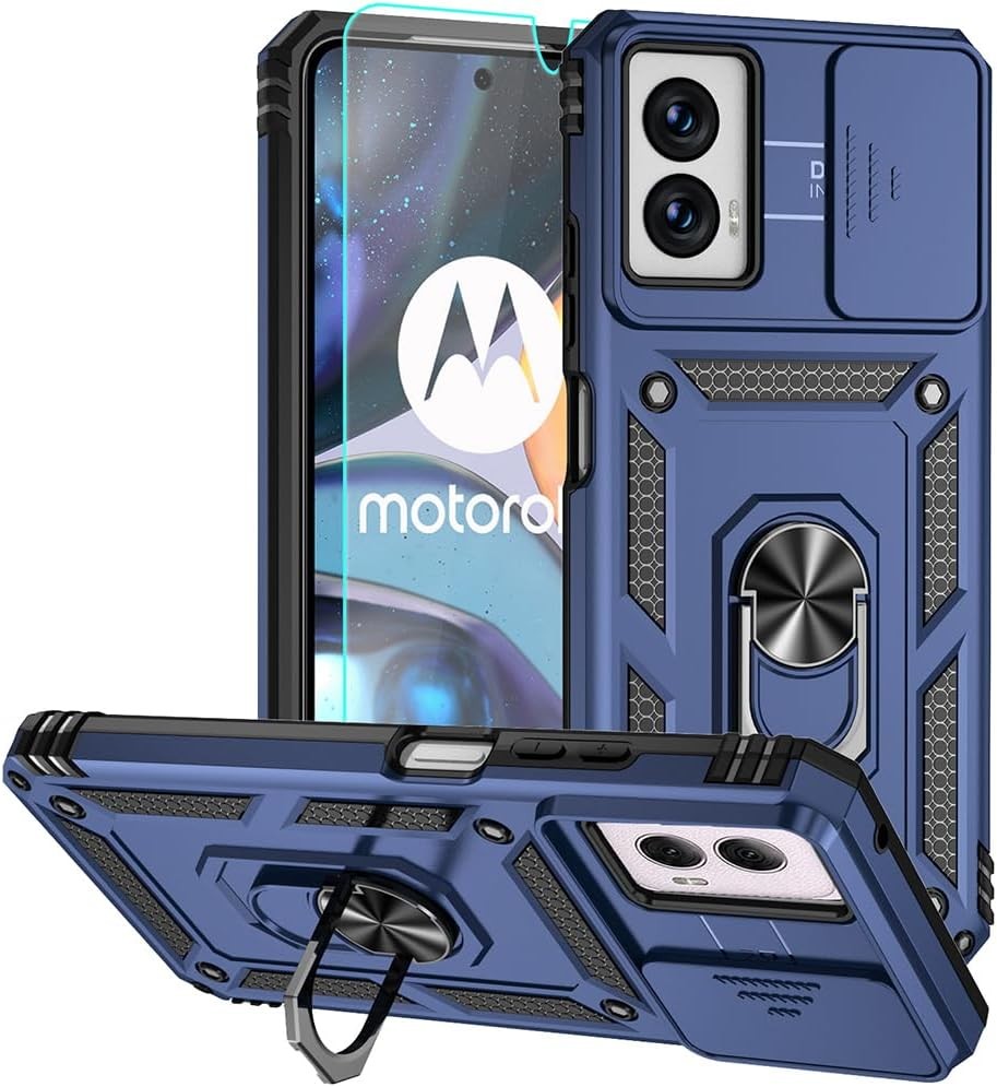 Moto G Power 5G 2024 Case, Silicone Rubber Bumper Hard Plastic Phone Case Blue