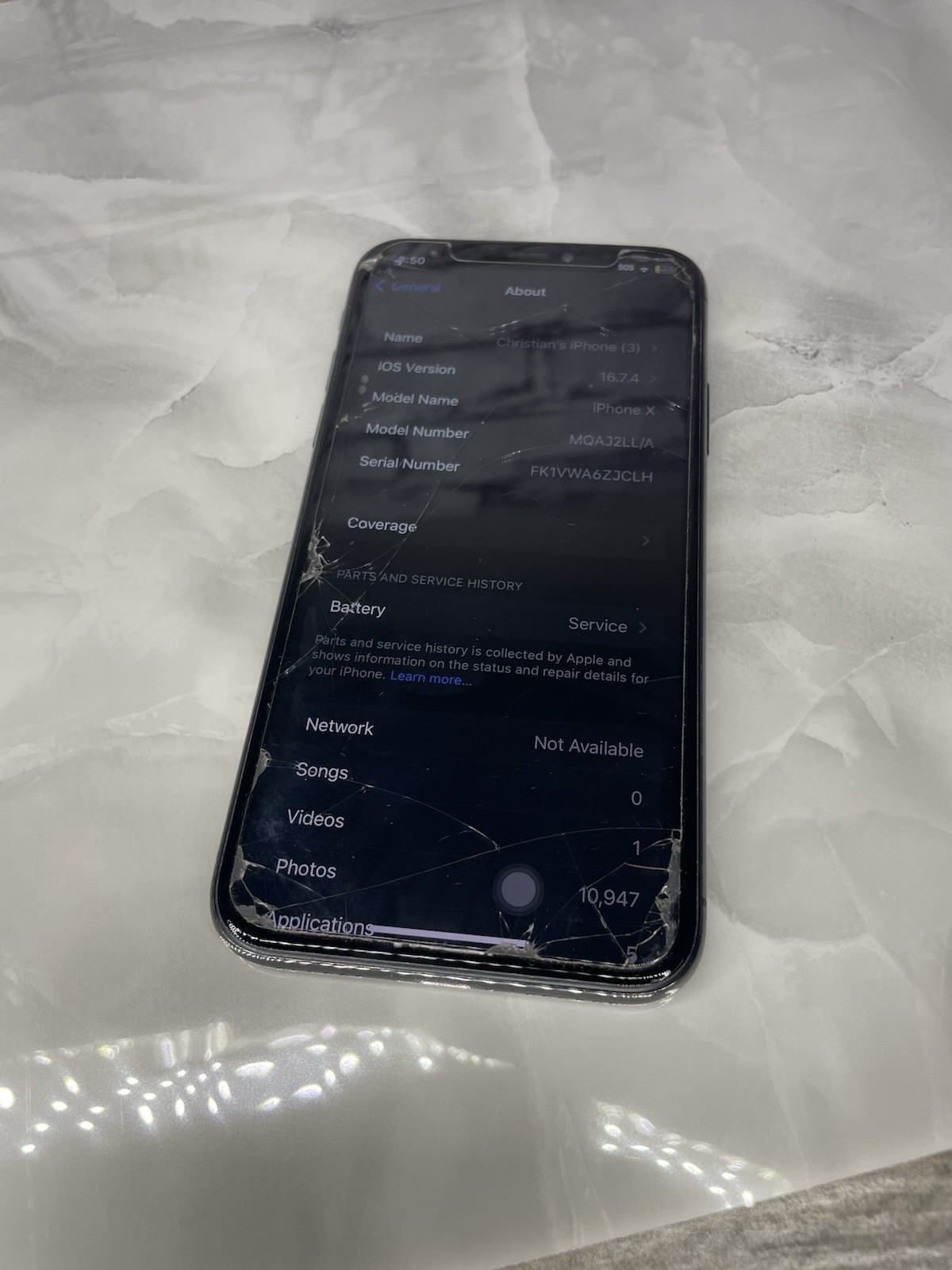 Apple iPhone X 256GB Unlocked White Mint Mobile LTE T- Mobile