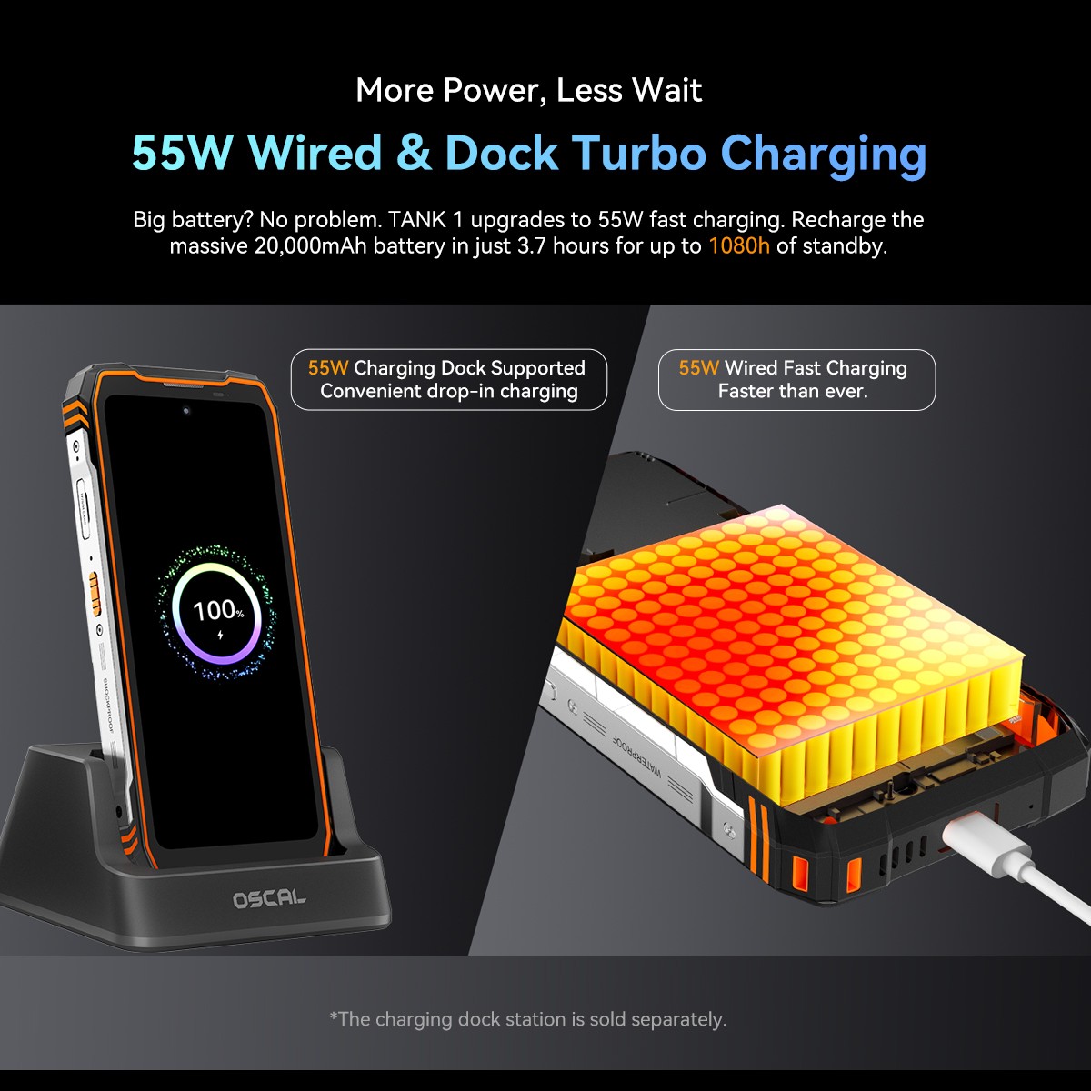 Blackview OSCAL TANK 1 5G Rugged Smartphone 36GB+256GB Android 15 20000mAh NFC