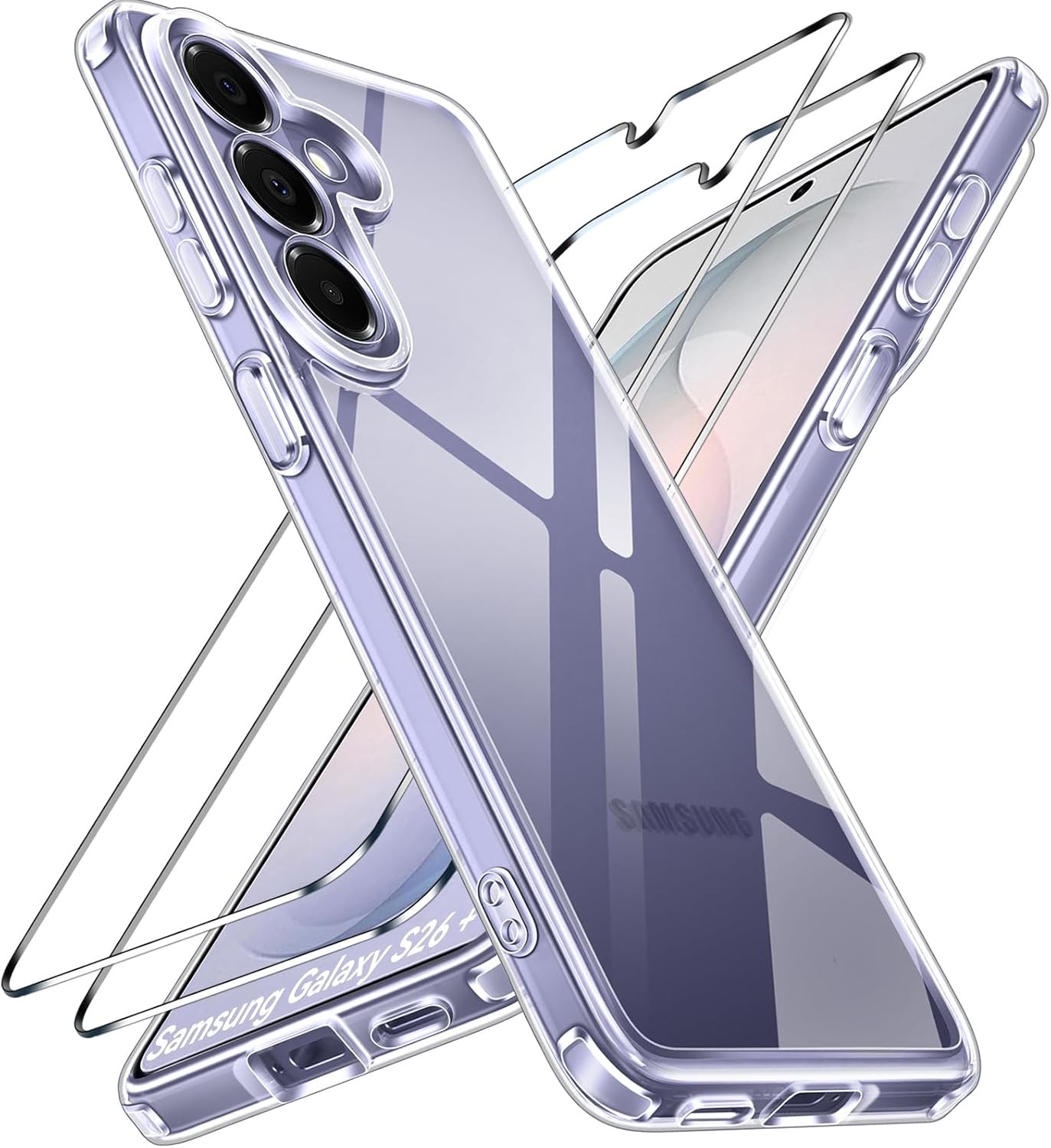 Slim Clear 3-in-1 Case for Samsung Galaxy S26 Plus 6.7” with 2 Tempered Glass Pr