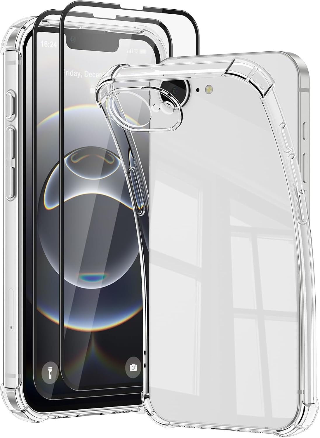 Soft Slim Clear Case & Screen Protector for iPhone 16e / iPhone 17e 6.1 Inch Sho