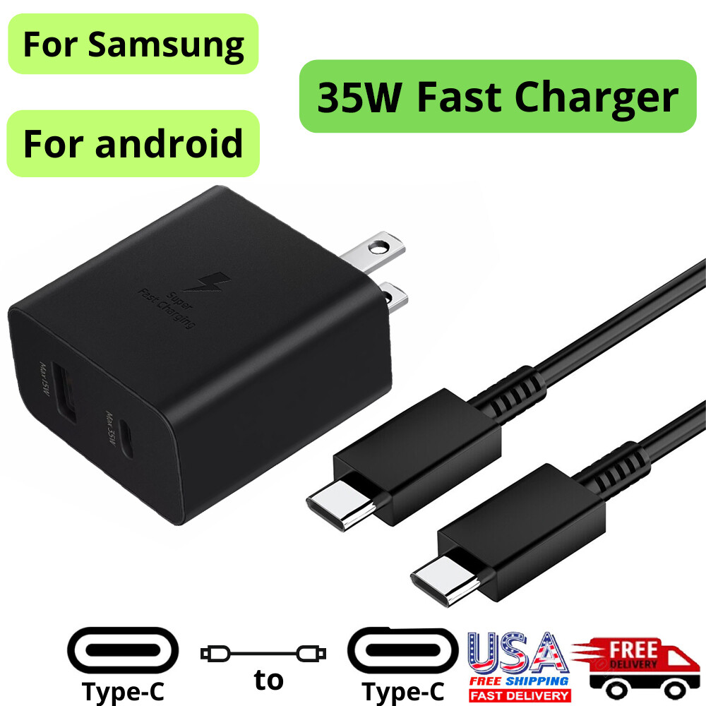 Super 35W PD Power Adapter Duo Wall Charger+Cables For Samsung S23-S20 NOTE 20 U