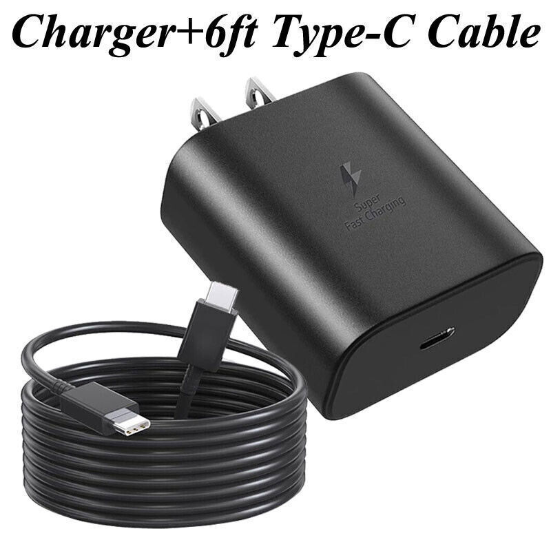 45W Type USB-C Super Fast Wall Charger 6ft Cable for Samsung Galaxy S25 S24 S23