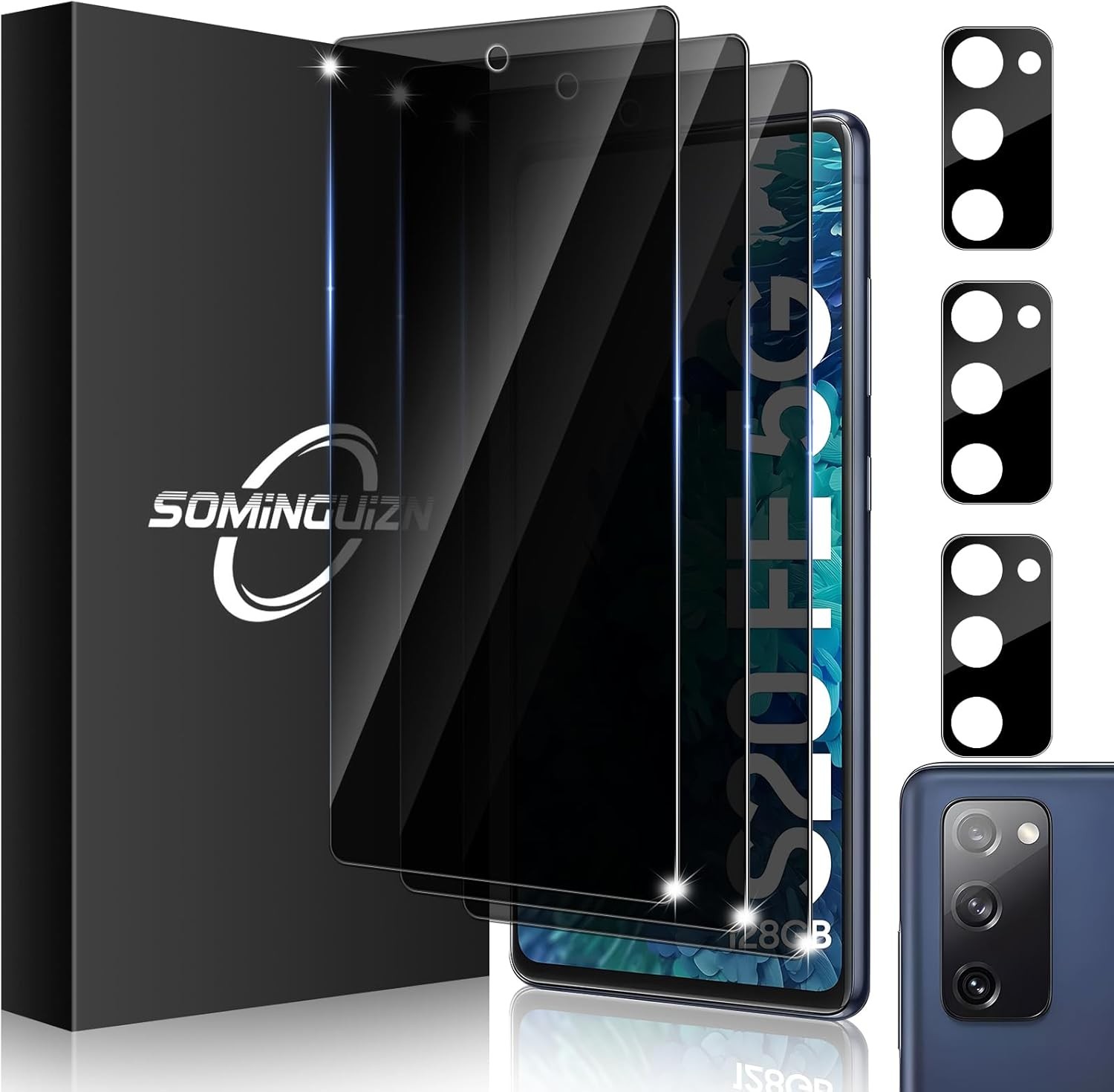 [3+3 PCS] Privacy Screen Protector & Camera Lens Protector for Samsung Galaxy S2