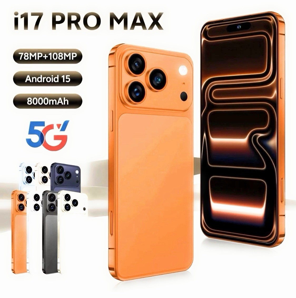 Toy for Play Game i17 Pro Max Smartphone 78+108MP 16GB 1TB Android15 Snapdragon8