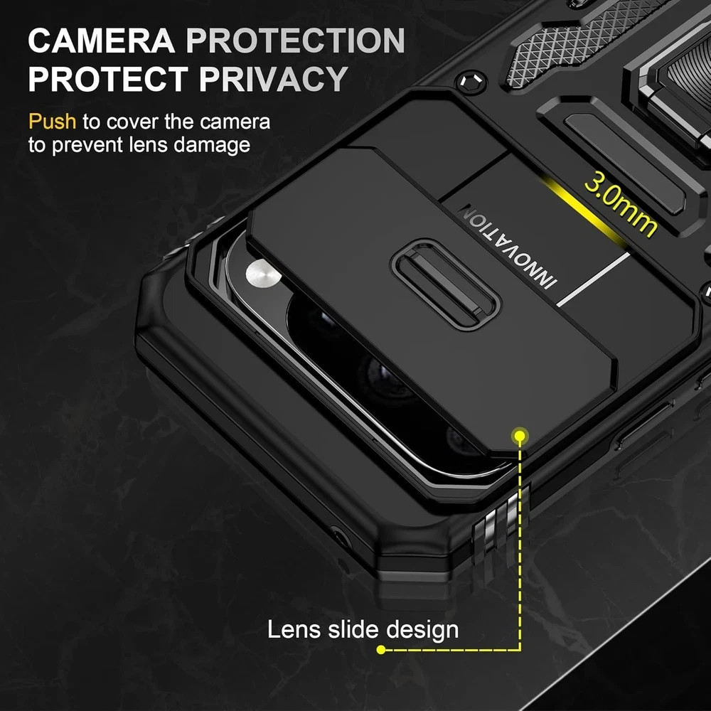 2 Pack Google Pixel 10/10 Pro Case with Slide Camera Cover and Screen Protector