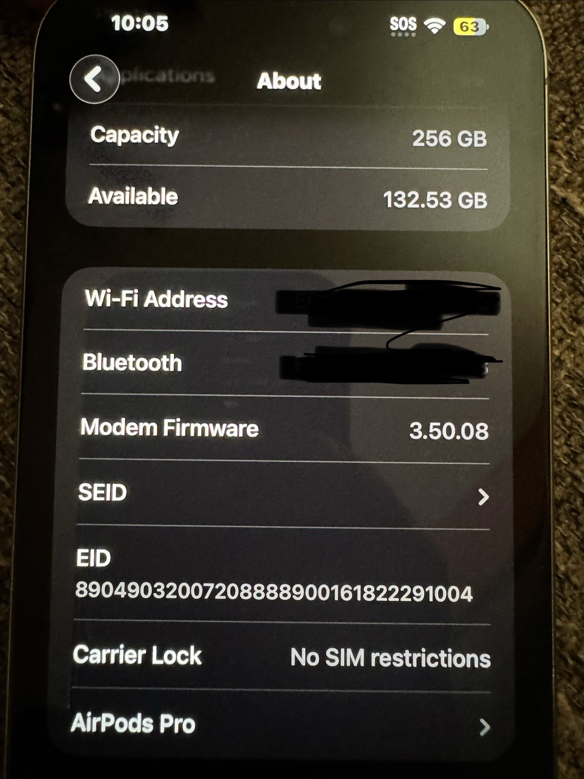 Apple iPhone 15 Pro Max 256GB Silver 6.5in Factory Unlocked (Used)