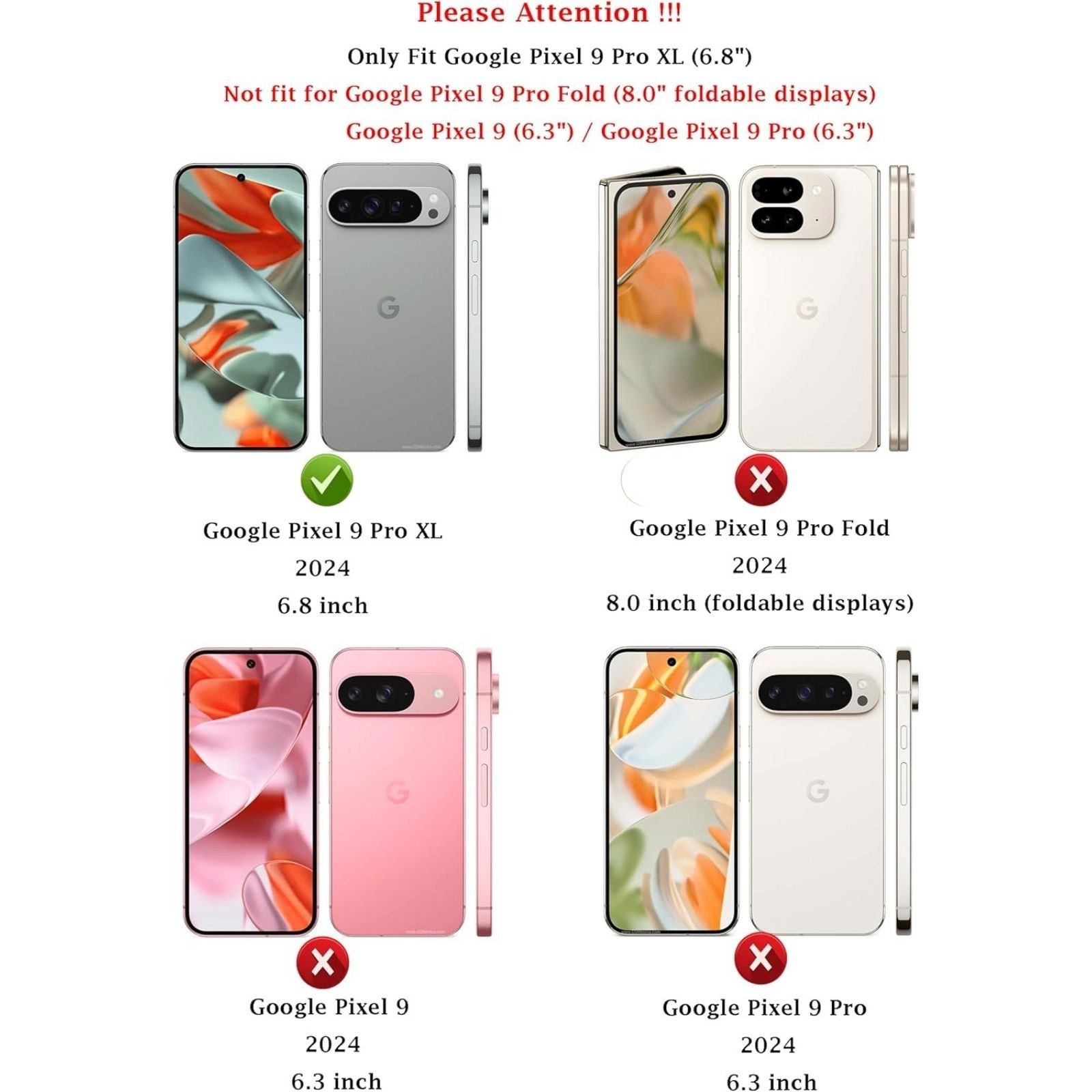 Case for Google Pixel 9 Pro XL w/ Ring Holder Kickstand & 1x Screen Protector