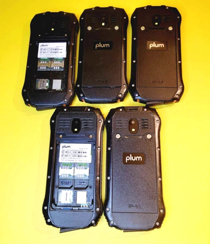 *UNTESTED* LOT OF 5X PLUM RAM 7 E700 UNLOCKED RUGGED DUAL SIM 3G CELL PHONES