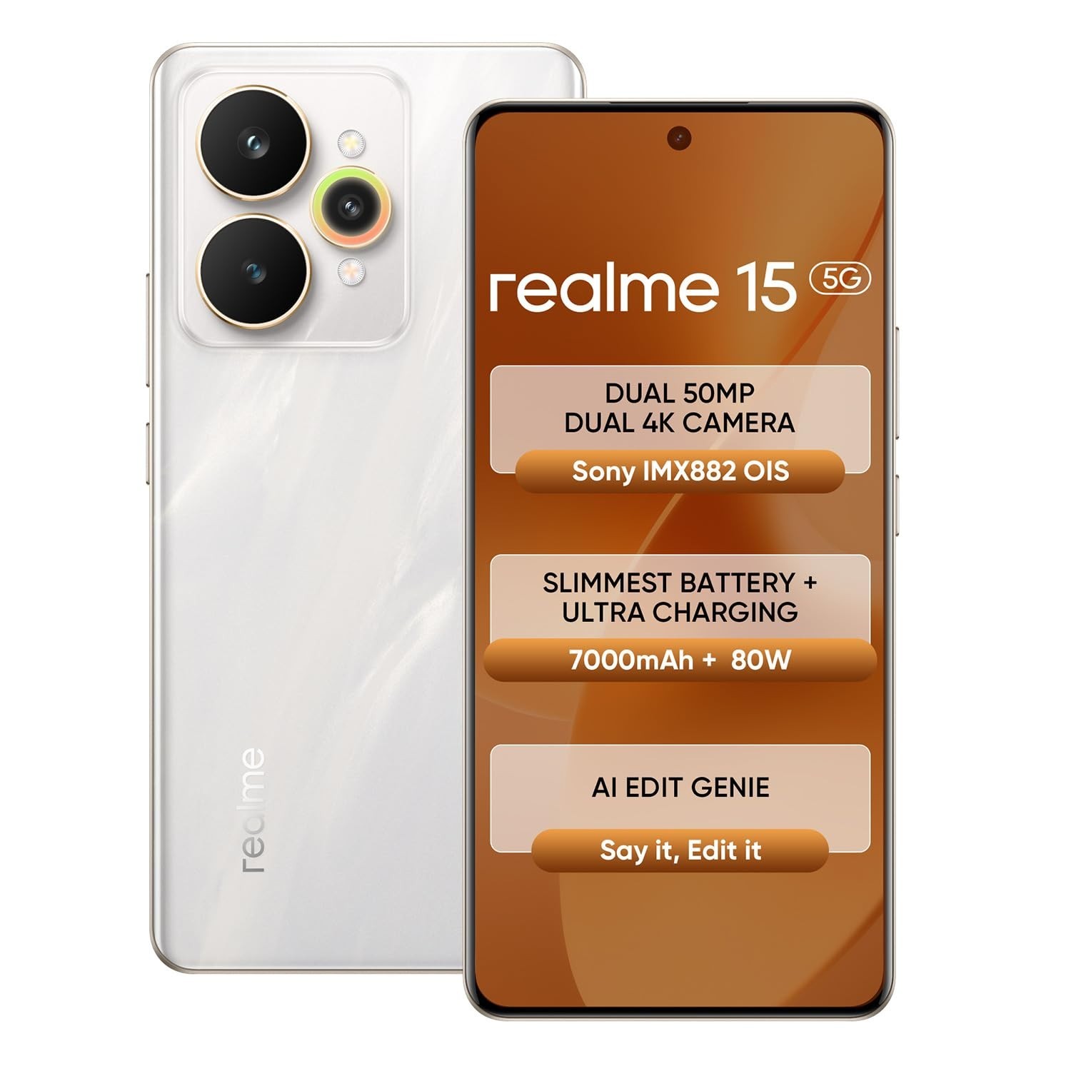 realme 15 5G (Flowing Silver, 128 GB) (8 GB RAM) Mediatek Dimensity 7300+ 5G Pro