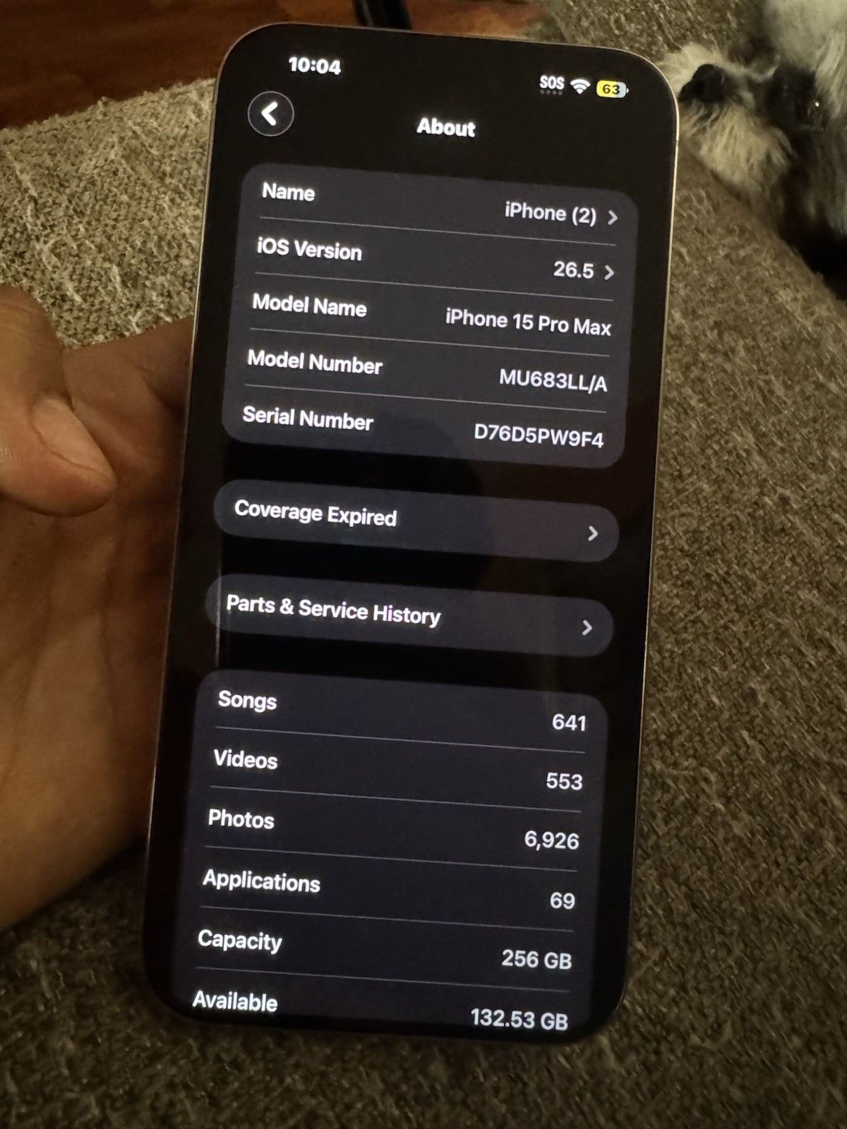Apple iPhone 15 Pro Max 256GB Silver 6.5in Factory Unlocked (Used)