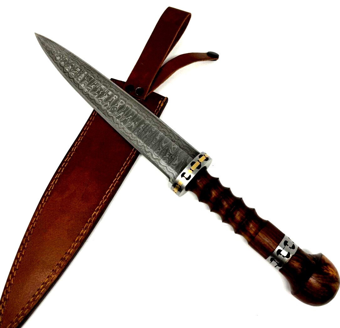 HandCrafted Hand Forged Damascus Steel Knife Unique Style knife 16in W/Pouch