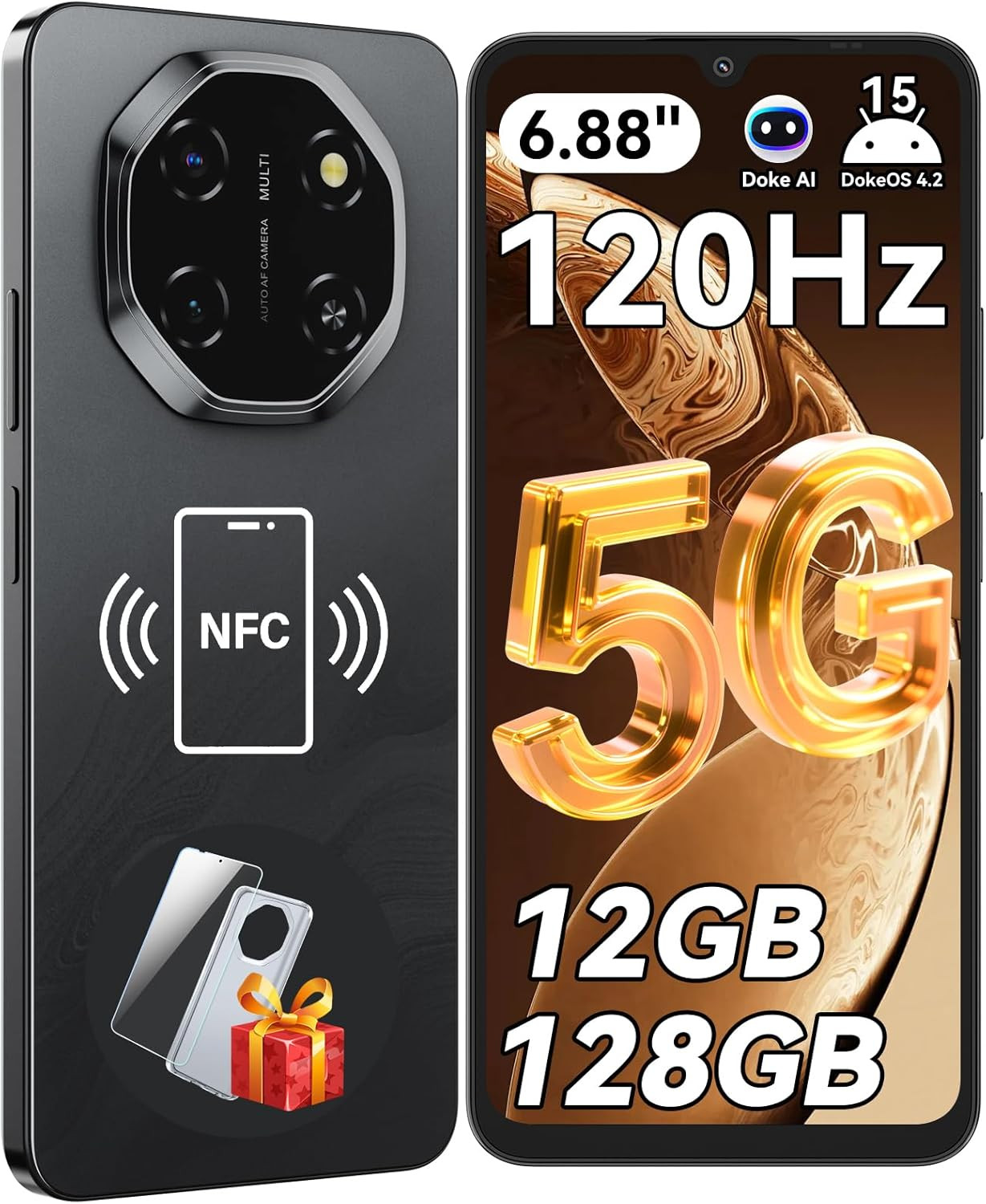 Shark 6 Unlocked 5G Android Phone, 6.88″ Display, 12GB RAM, 128GB Storage, Black
