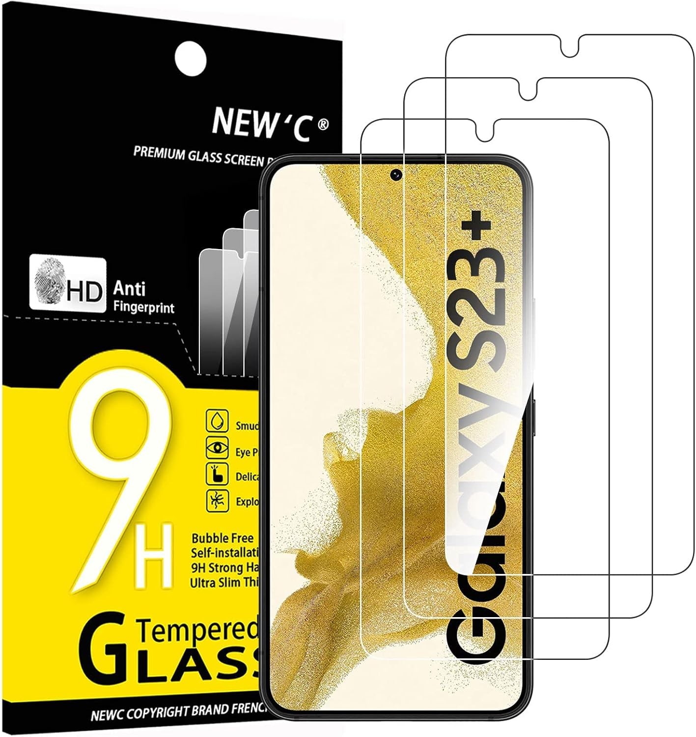 3PCS Screen Protector for Samsung Galaxy S23 Plus 6.1 Inch Scratch Resistant Bub
