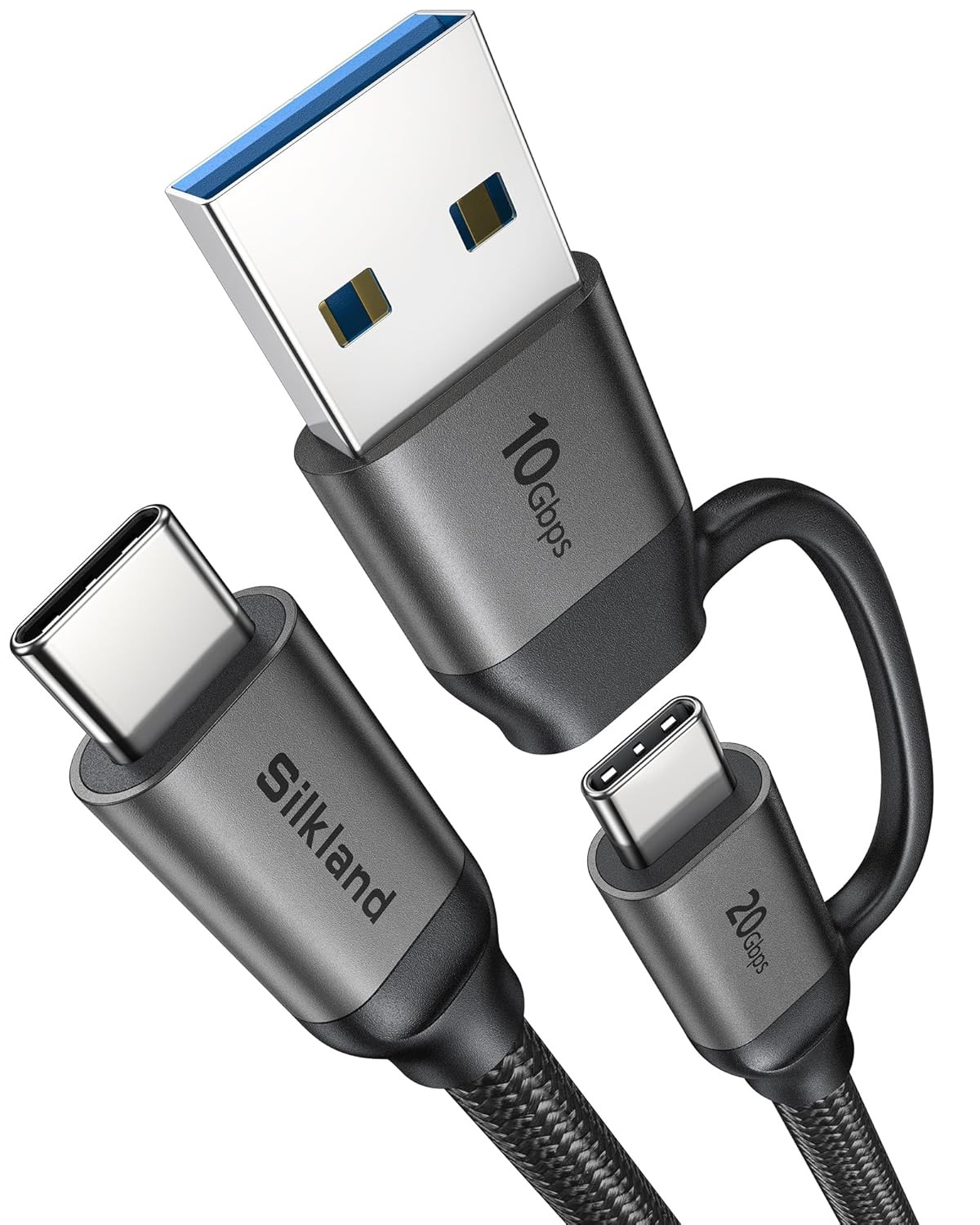 2 in 1 USB A to USB C Data Cable 10Gbps, USB C to USB C 3.2 GEN 2×2 20Gbps Data