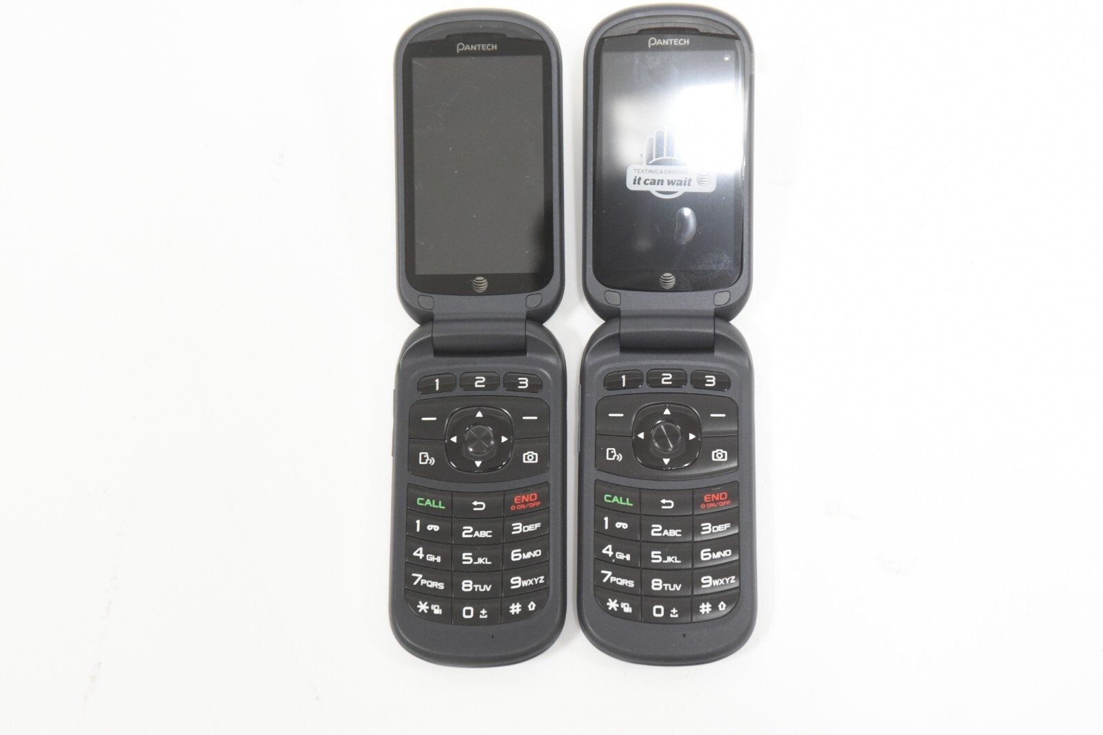 Lot of 2 PANTECH Breeze IV P2050 Black & Slate AT&T 3G Flip Cell Phone