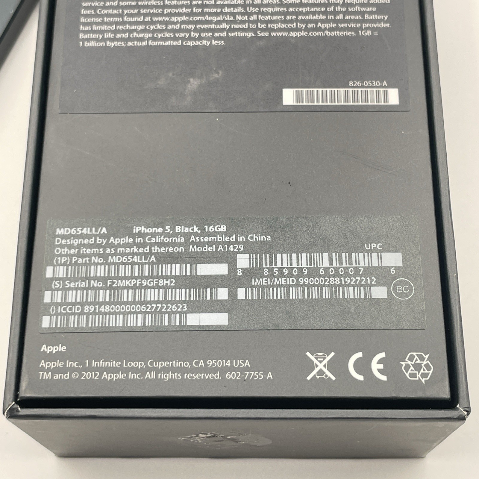 Apple iPhone 5 A1429 – 16GB Black w/Box Verizon (Factory Reset) PARTS ONLY
