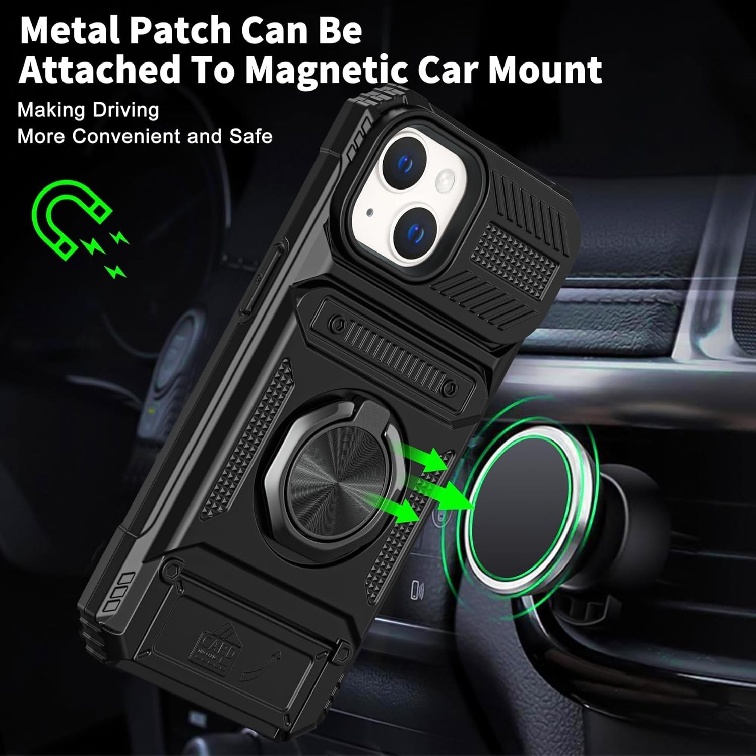 For iPhone 14 Plus Case Military Grade Protection Cover Armor Rugged, Black