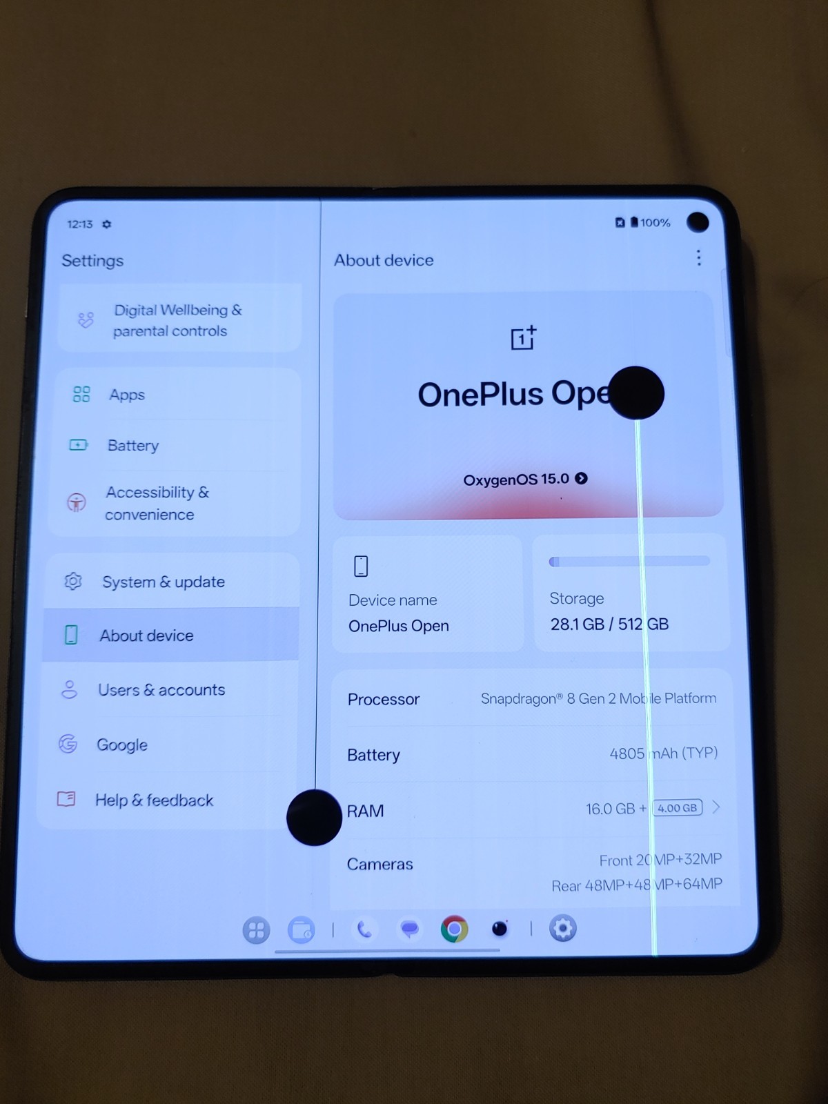 AS-IS *READ* OnePlus Open unlocked 512GB Black, 99% battery Health #63