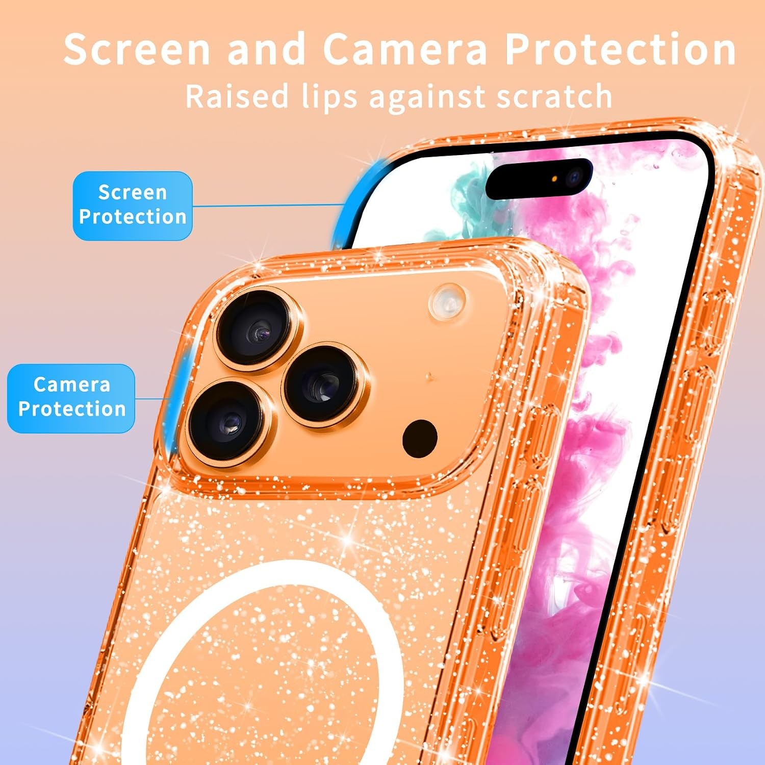 iPhone 17 Pro Max Case Glitter Magnetic, Sparkly Anti-Scratch Shockproof Cover