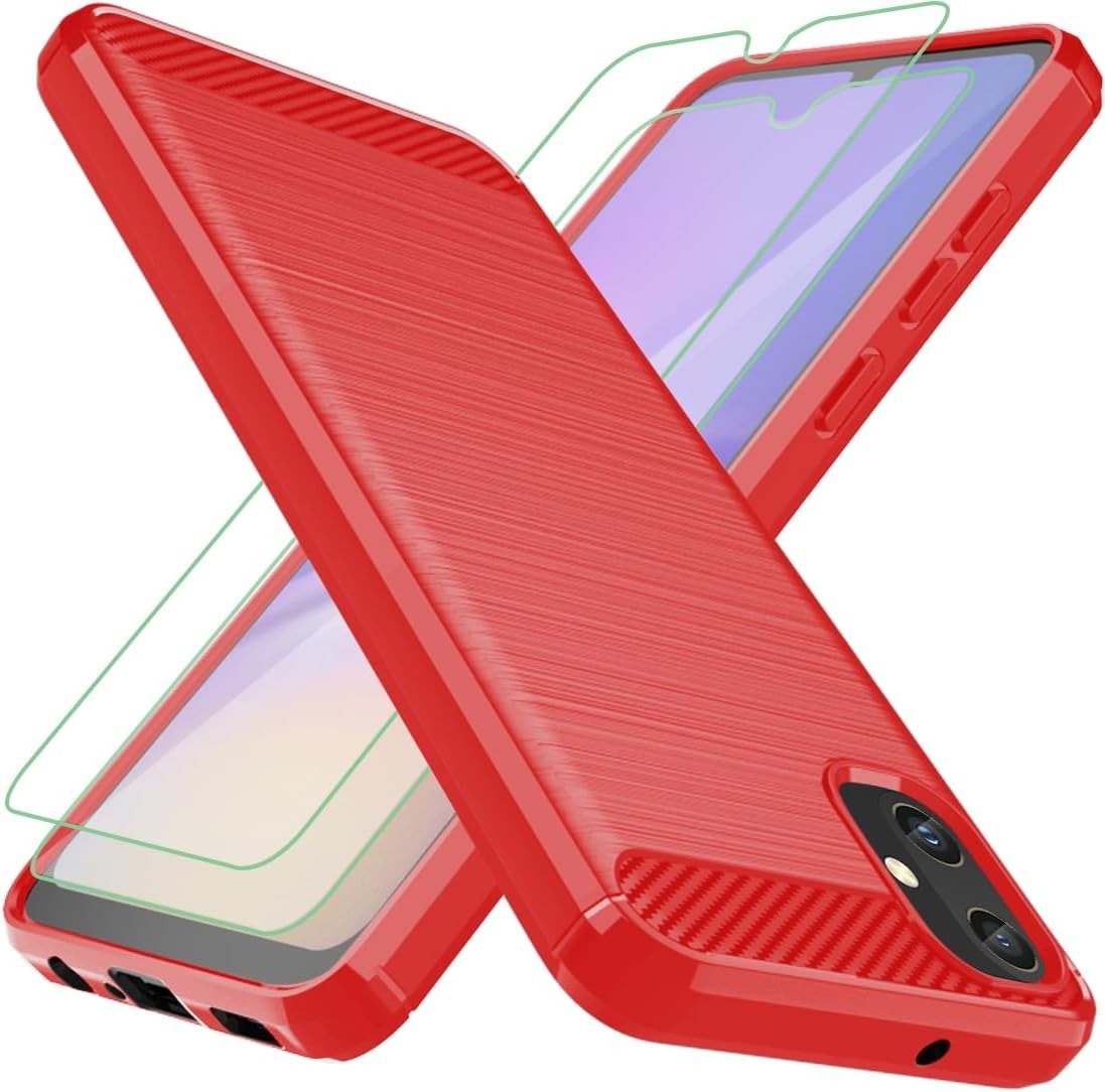 2PCS Case & Screen Protector for Galaxy A05 Shock-Absorption Flexible TPU Rubber