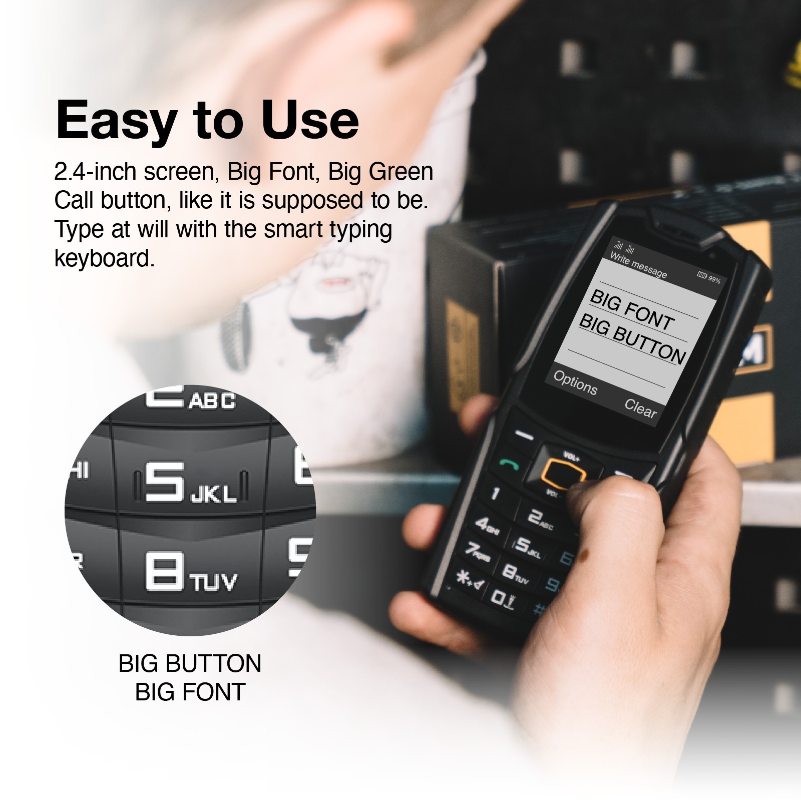 AGM M6 Rugged Phone 2500 mAh Big Button Basic Senior Phone For T-Mobile Unlocked