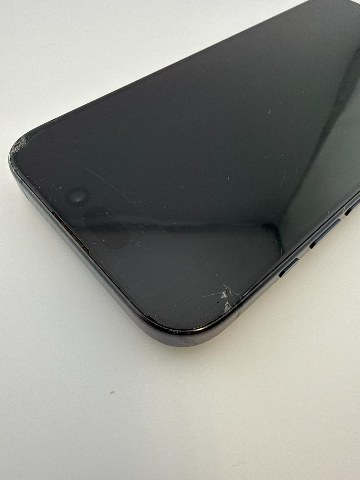 Apple iPhone 15 Pro A2848 128GB Blue Titanium READ CRACKED US Sprint/T-Mobile