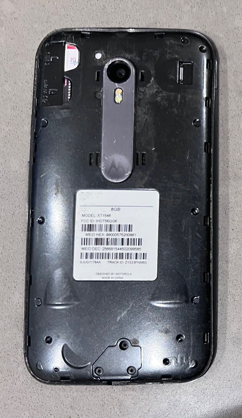 Defective Motorola Moto G XT1548 Black Smartphone For Parts #408