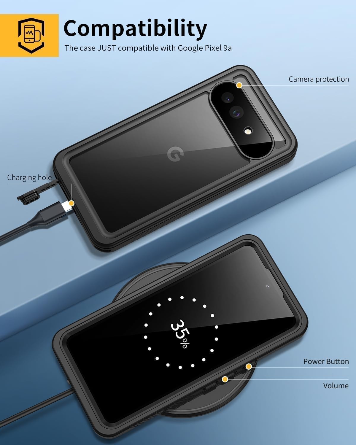 IP68 Waterproof Dustproof Rugged Full Body Shockproof Case for Google Pixel 9a 6