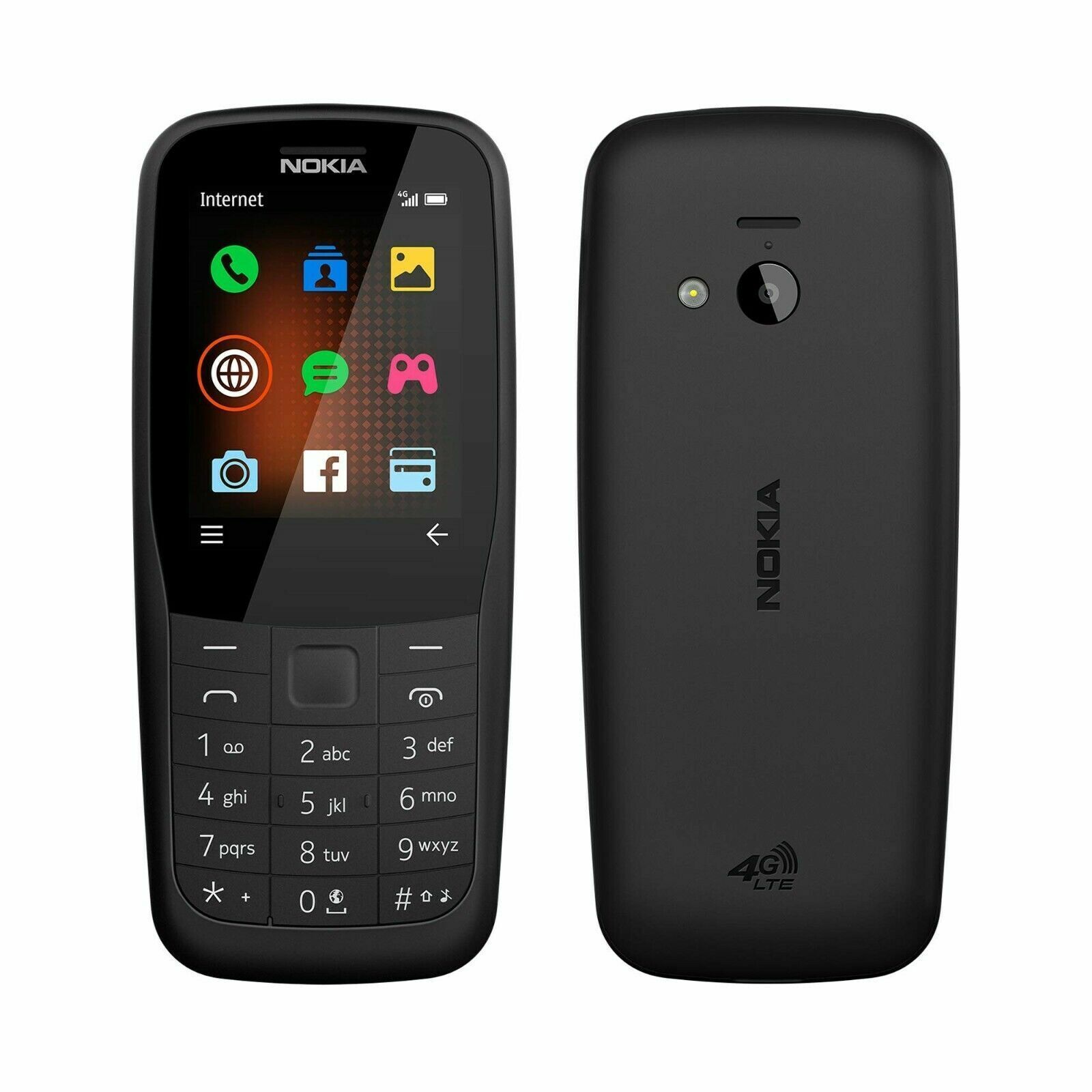 Unlocked Nokia 220 4G FM radio Bluetooth 0.3MP 24MB 16MB RAM cell Phone Dual SIM