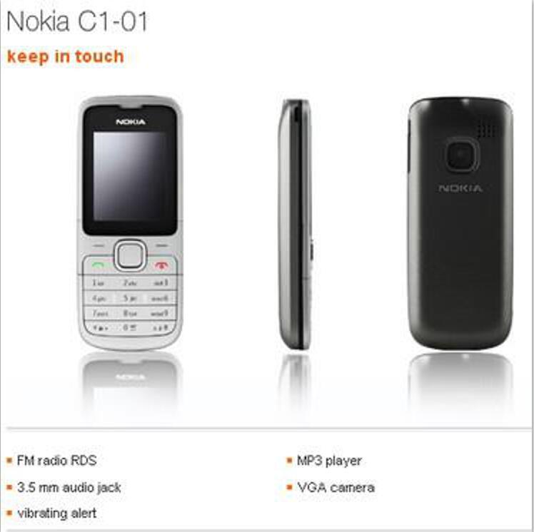 Bluetooth Nokia C1 C1-01 GSM 2G FM Original Radio High Quality CellPhone