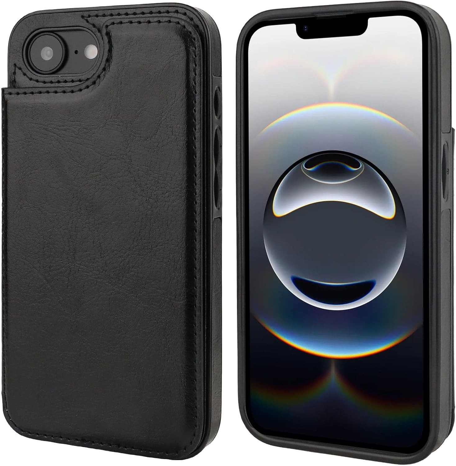 iPhone 17e/16e Wallet Case with Card Holder, PU Leather Kickstand, Shockproof Co