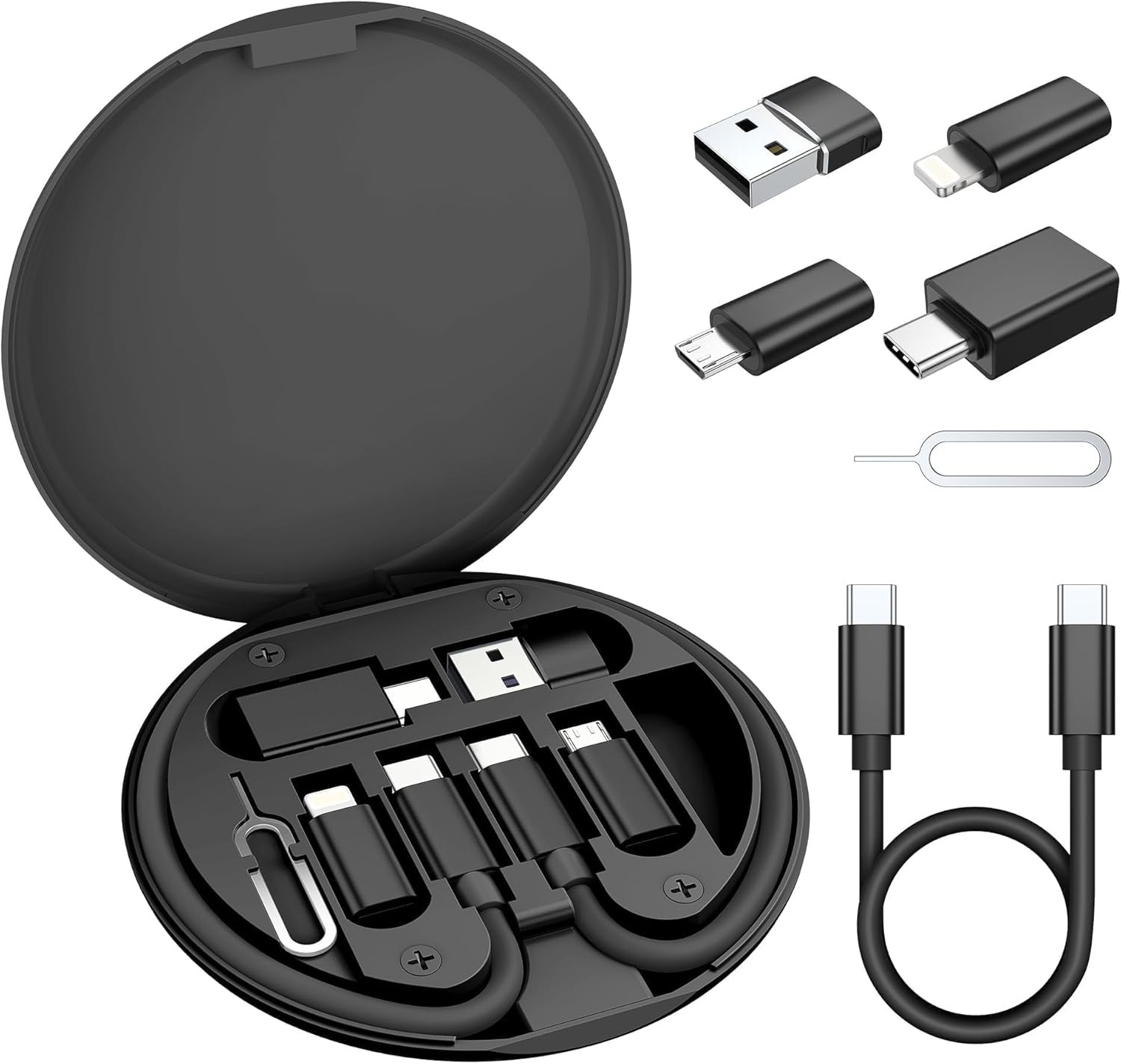 Multi USB Charger Adapter Kit, Micro USBC Adaptor, 1Ft 100W Charging Cable, Type