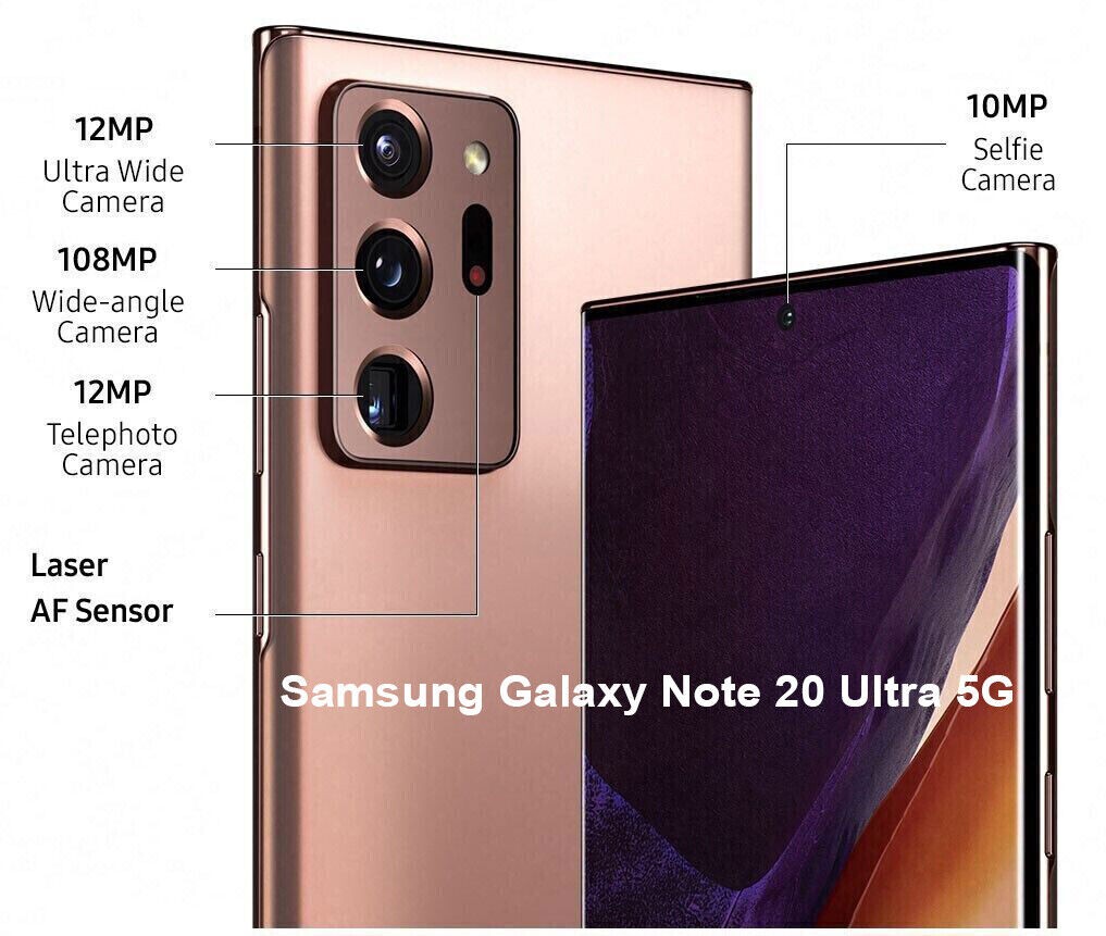 New Samsung Galaxy Note20 Ultra (5G) SM-N986U 12+128GB Unlocked GSM+CDMA 108MP