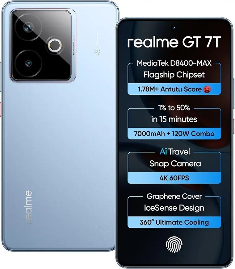 Realme GT 7T IceSense Blue 12GB 256GB Unlocked Global Version