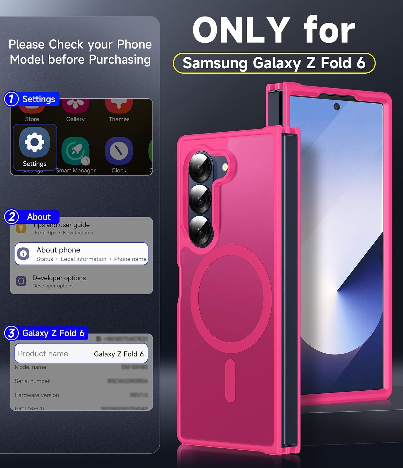 Samsung Galaxy Z Flip 6 Case in Black with 2 Tempered Glass Protectors, Shockpro