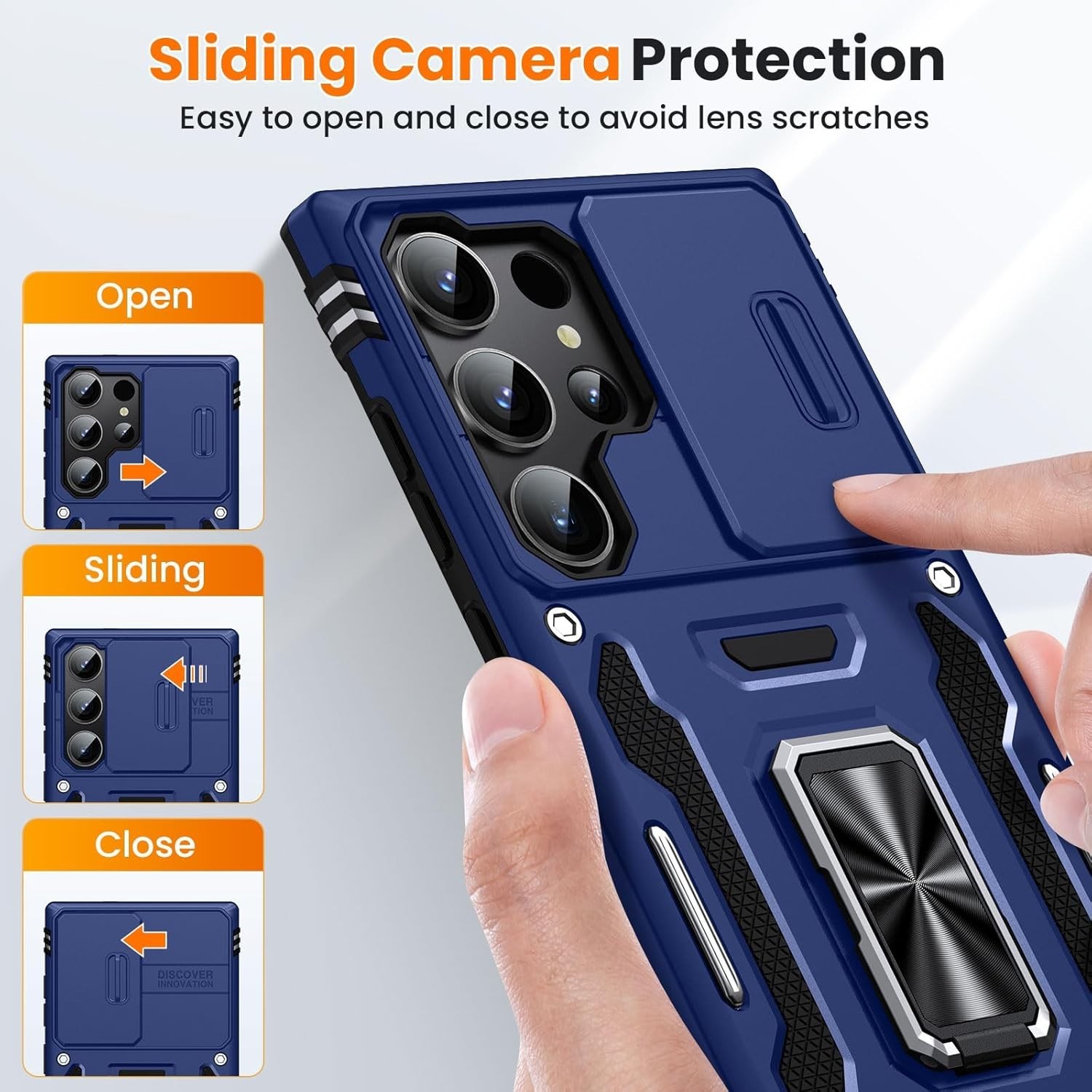 for Samsung Galaxy S23-Ultra Case Case Shockproof Rugged with Slide Camera Cover