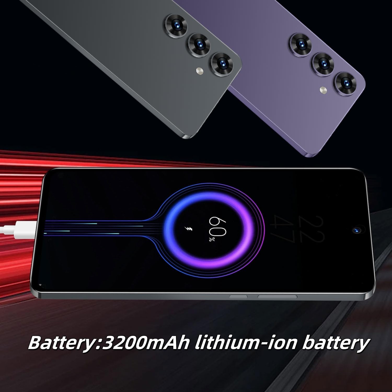 Unlock Phone, 6.56-inch Screen, 2GB RAM+64GB ROM, 16MP Camera, Supports 3G WC…